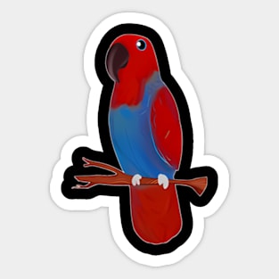Red Eclectus Parrot Bird Drawing Sticker
